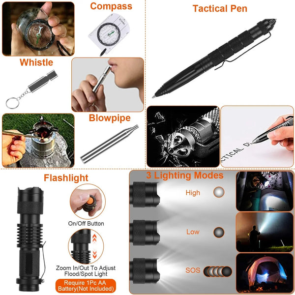 125Pcs Survival Kits Professional Emergency Survival Gear Tactical First Aid Kit Supplies For Outdoor Adventure Camping Hiking Hunting - Evallys.com