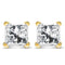 IGI Certified 14k Yellow Gold 4-Prong Set Princess-Cut Solitaire Diamond Push Back Stud Earrings (L-M Color, I1-I2 Clarity) - Evallys.com # #