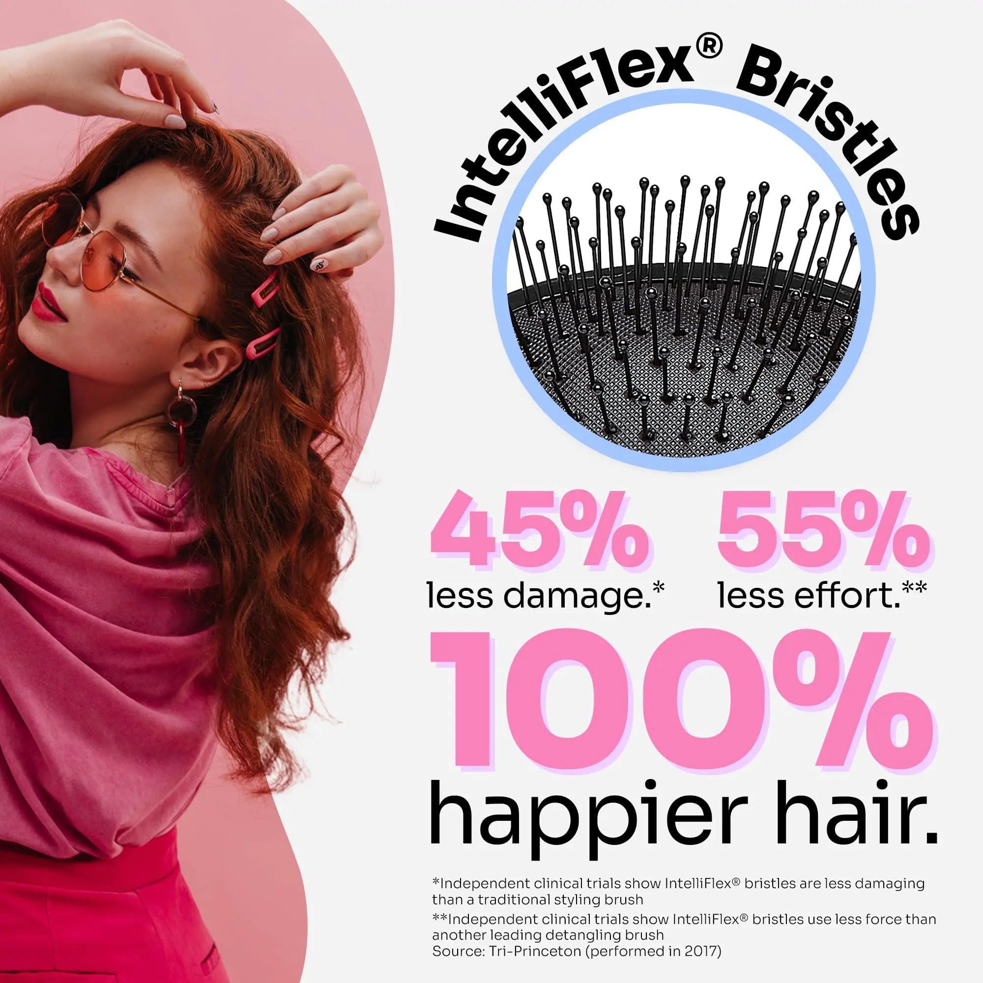 Wet Brush Detangling Brush, Mini Detangler Brush (Black) - Wet & Dry Tangle-Free Hair Brush for Women & Men - No Tangle Soft & Flexible Bristles for Straight, Curly, & Thick Hair Black 1 Count (Pack of 1) - Evallys.com # #