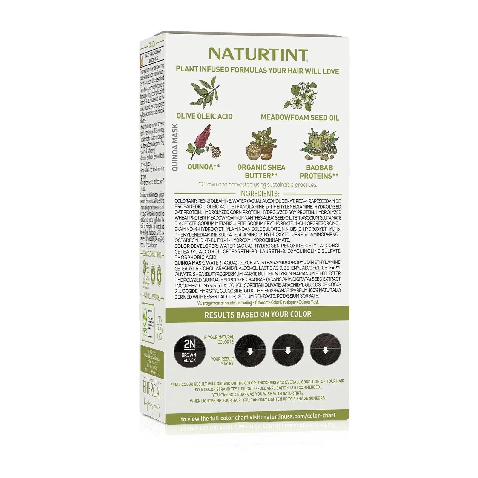 Naturtint Permanent Hair Color 2N Brown Black (Pack of 1), Ammonia Free, Vegan, Cruelty Free, up to 100% Gray Coverage, Long Lasting Results - Evallys.com # #