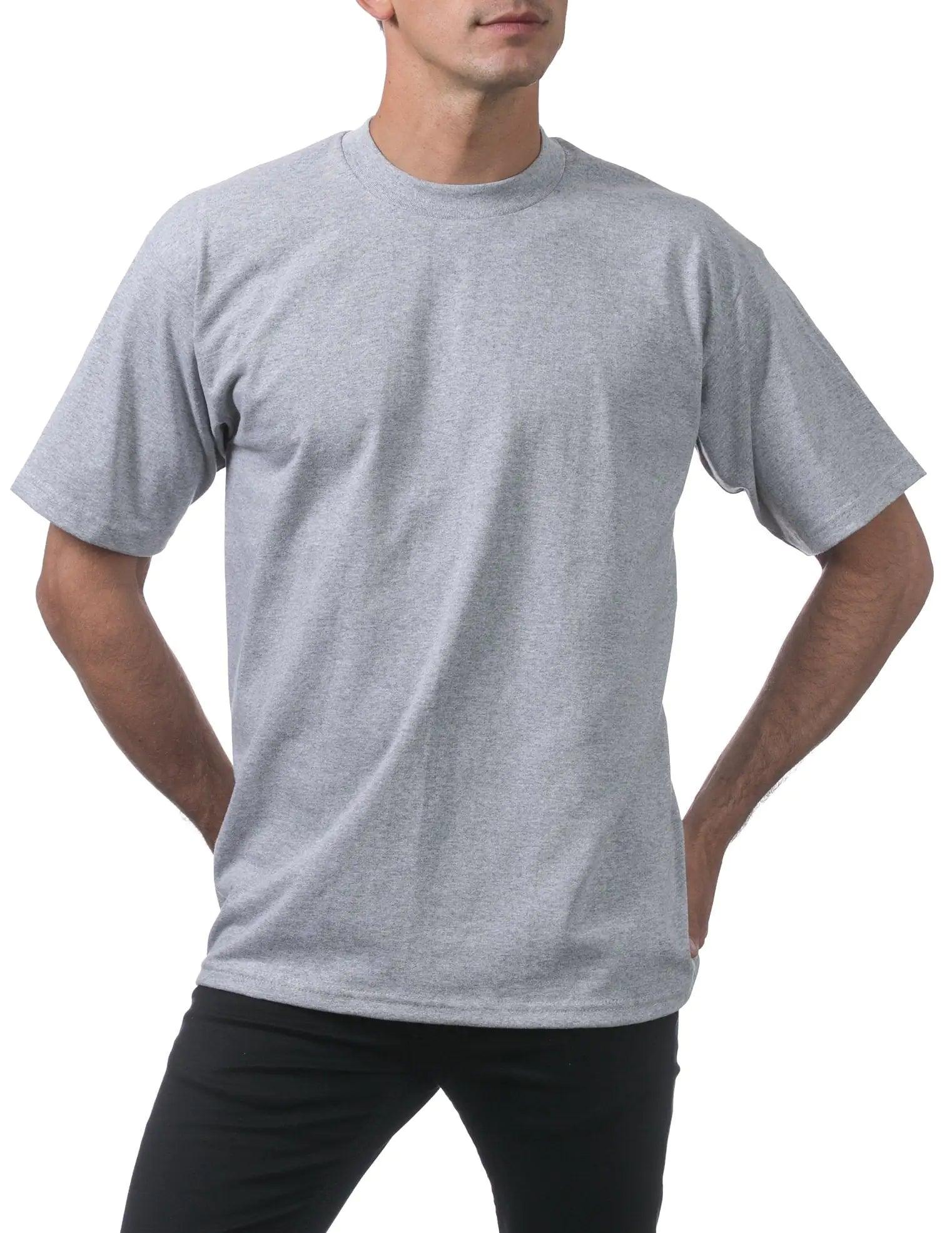 Pro Club Men's 3-Pack Heavyweight Cotton Short Sleeve Crew Neck T-Shirt 7X-Large Heather Gray - Evallys.com # #