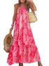 Dokotoo Women Summer Dresses 2024 Spaghetti Strap Scoop Neck Smocked Ruffle Flowy Boho Maxi Dress Small Rose - Evallys.com