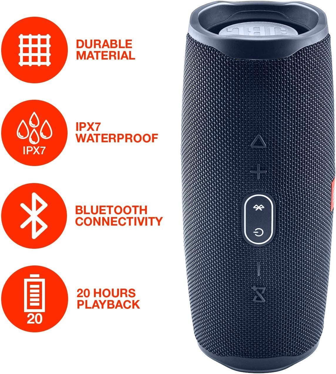 Boomph JBL Charge 4 Portable Waterproof Wireless Bluetooth Speaker Bundle Portable Hard Carrying Protective Case - Blue - Evallys.com # #