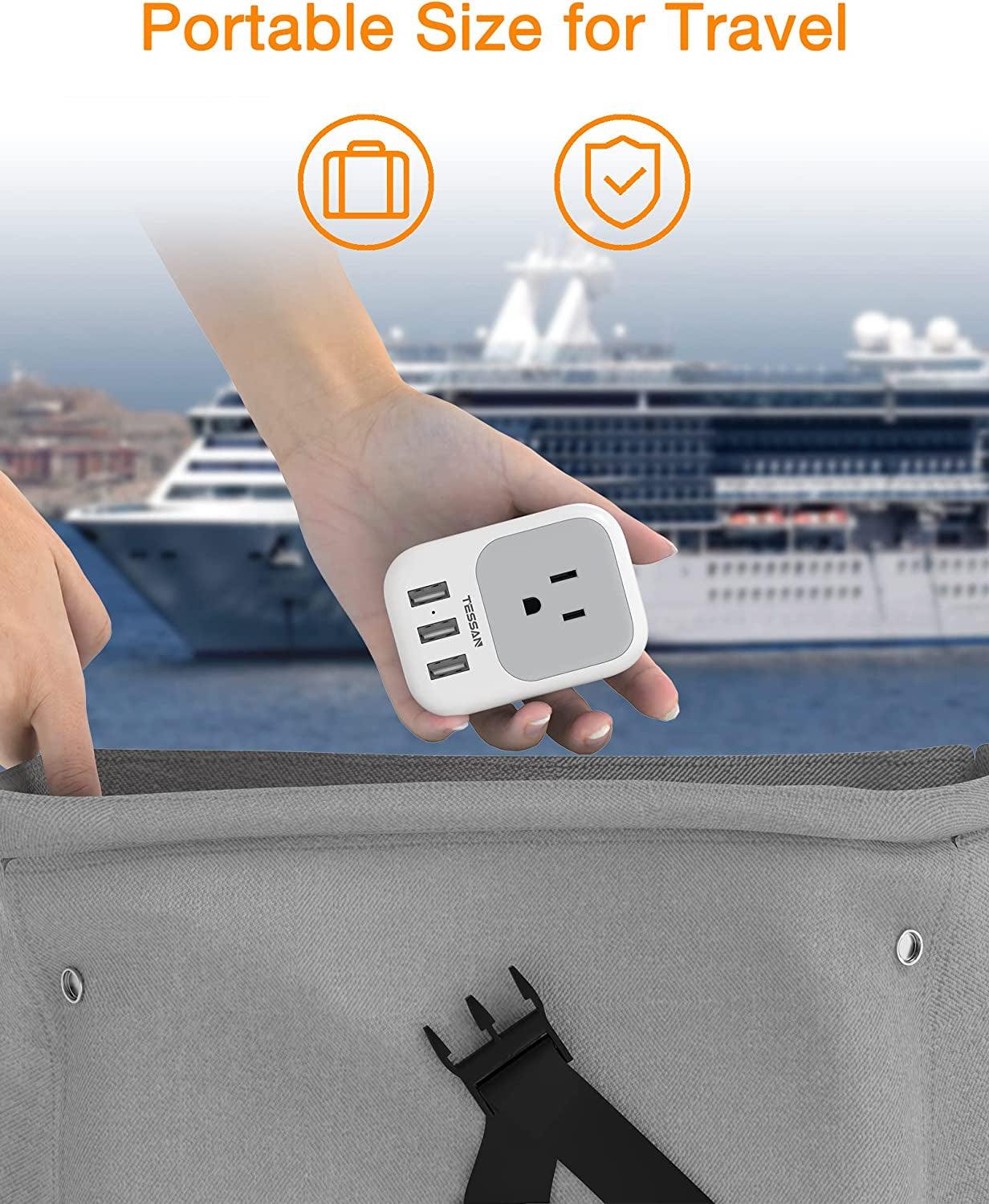 USB Charger Block, TESSAN USB Plug Adapter with Electrical 4 Box Splitter 3 USB Wall Charger Ports, Multi Plug Outlet Extender Charging for Cruise, Travel, Office, Dorm Essentials - Evallys.com # #