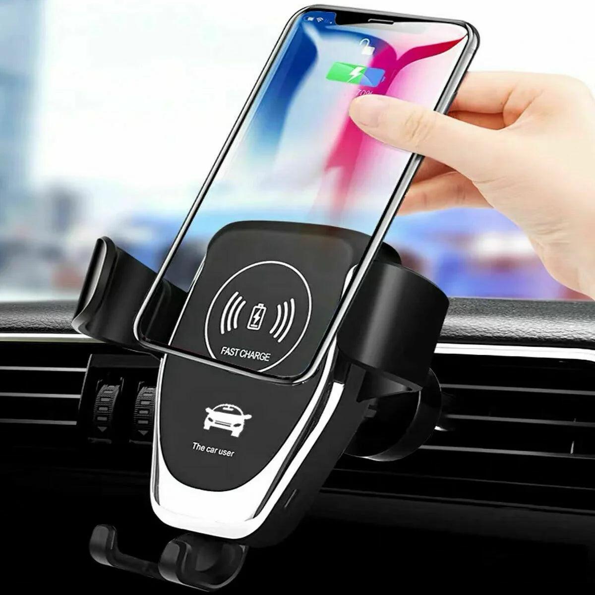 10W QI Wireless Fast Car Charger Mount Holder Stand Automatic Clamping Charging - Evallys.com