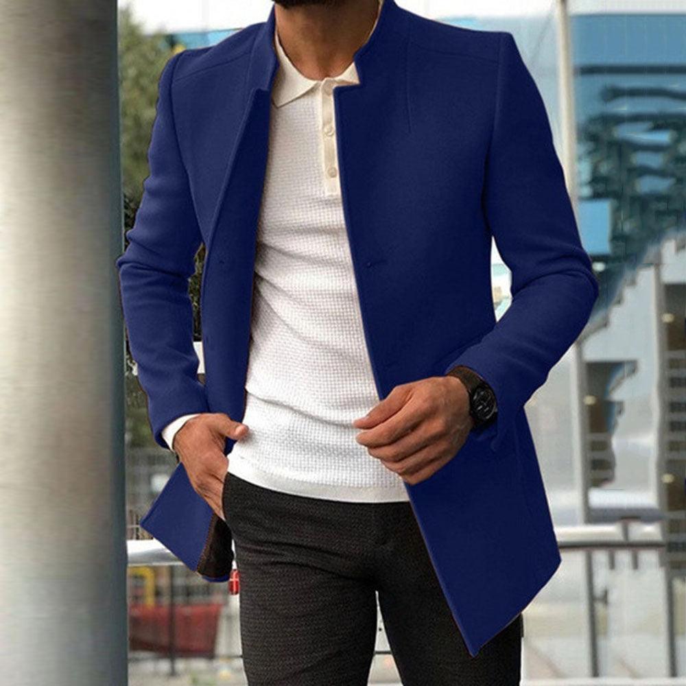 Men's Slim Coat Fashion Single-breasted Solid Color Business Jackets Fall And Winter Tops Outwear Clothing - Evallys.com # #