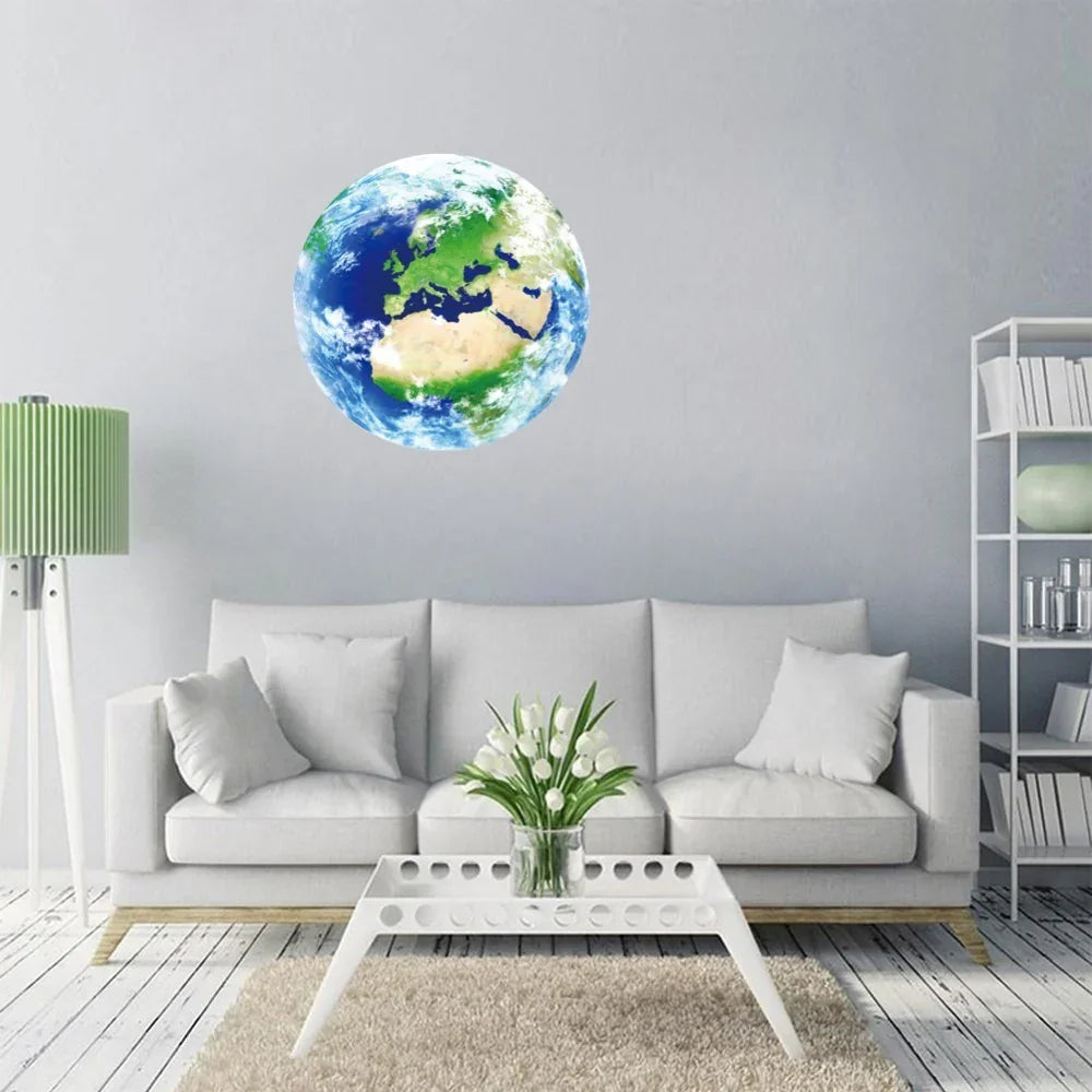 Moon Earth Luminous Wall Sticker 3D Stereo Carving - Evallys.com