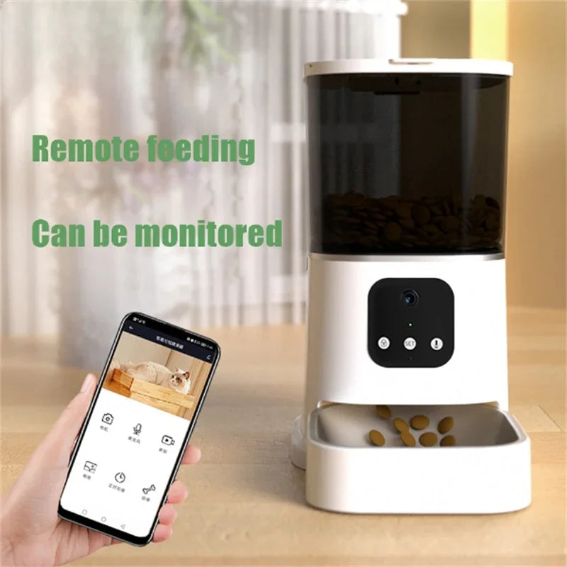 Pet Automatic Feeder Large Capacity Smart Voice Recorder APP Control Timer Feeding Cat Dog Food Dispenser With WiFi Pet Bowl - Evallys.com