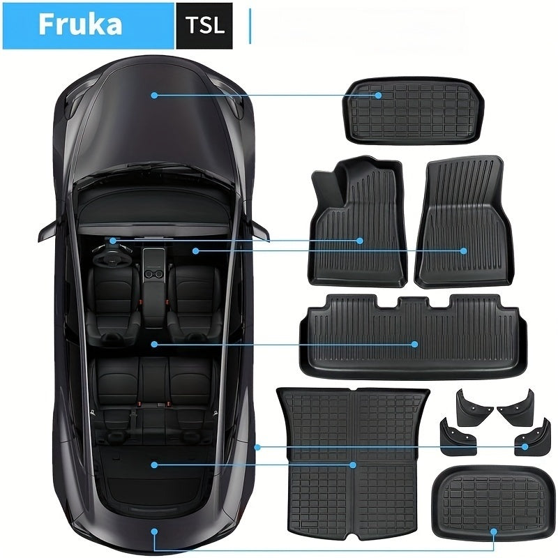 Fruka Floor & Trunk Mats for Tesla Model Y 5-Seater (2020–2024), TPE