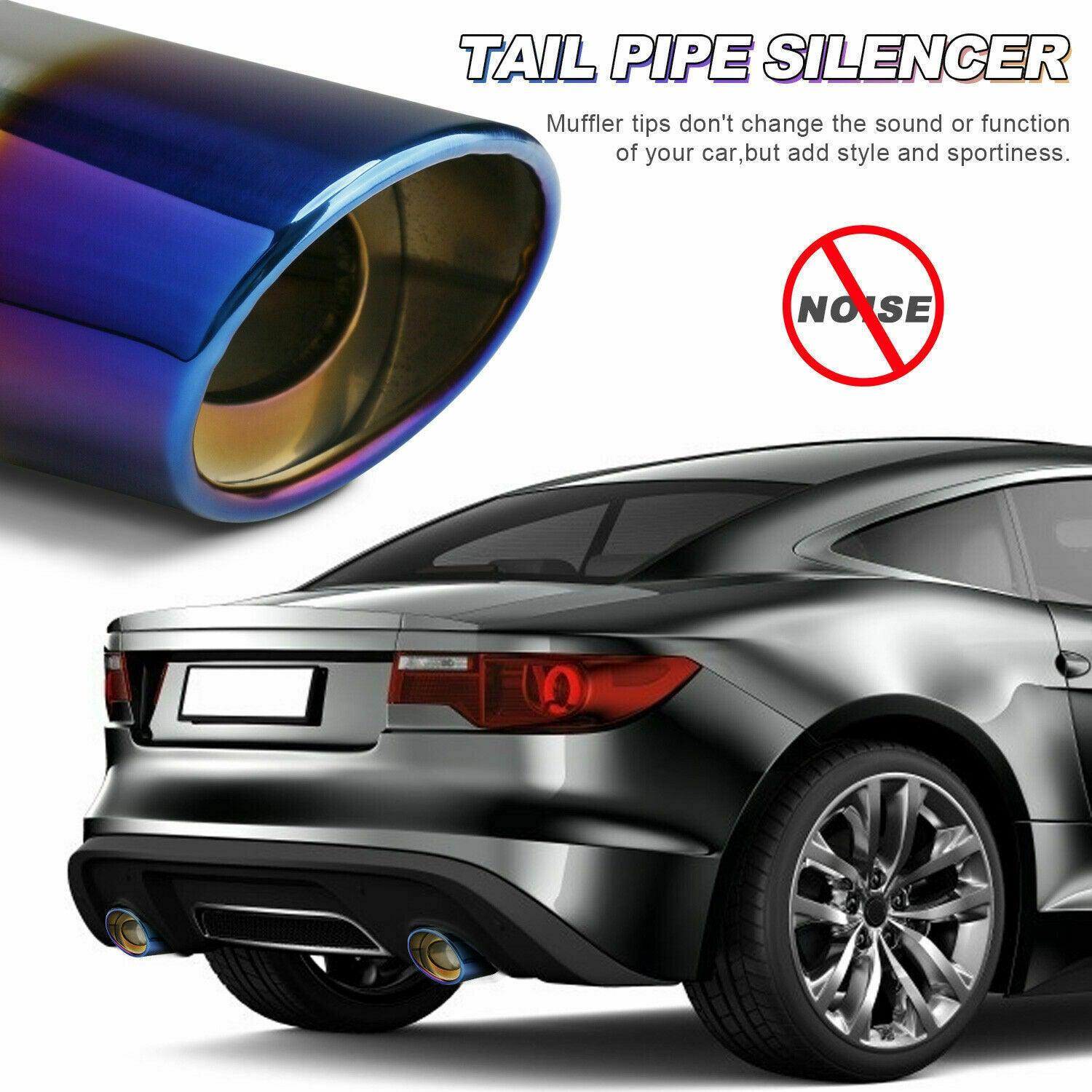 Car Exhaust Pipe Tip Rear Tail Throat Muffler Stainless Steel Round Accessories - Evallys.com # #