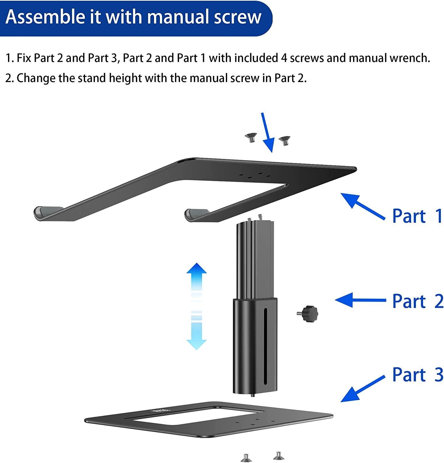 BESIGN Aluminum Laptop Stand, Ergonomic Adjustable Notebook Stand, Riser Holder Computer Stand Compatible with Air, Pro, Dell, HP, Lenovo More 10-15.6" Laptops (Black) - Evallys.com # #