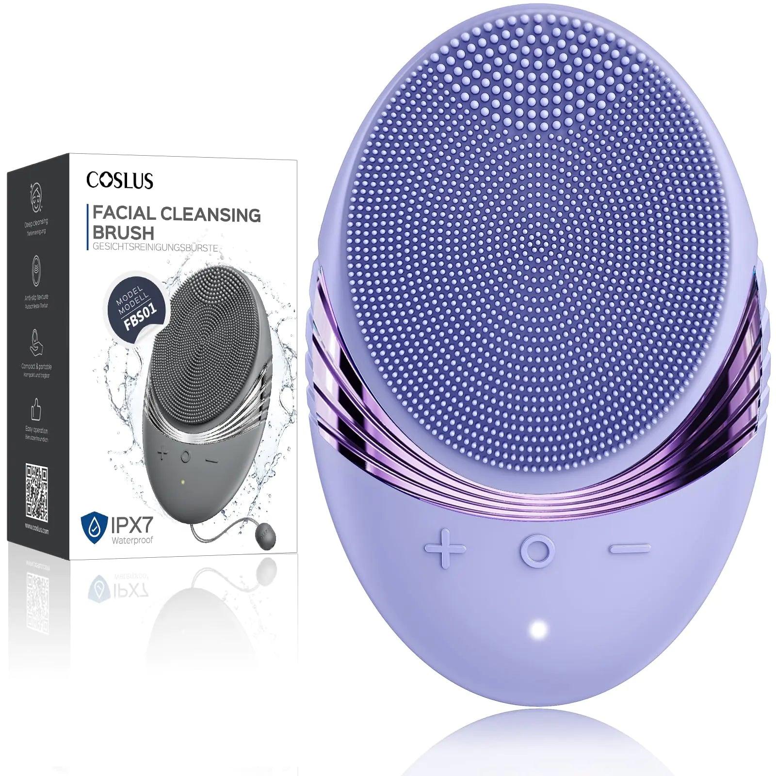 COSLUS Facial Cleansing Brush Face Scrubber : Silicone Waterproof Rechargeable Face Wash Brush, 5 Cleansing Modes, Electric Deep Cleaning for Men & Women, Removing Blackhead, Exfoliating, Massaging Purple - Evallys.com # #