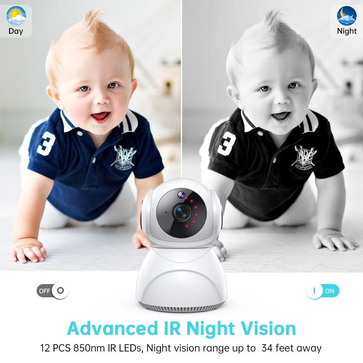 Baby Monitor -3K 5MP Video Baby Monitor with Camera and Audio - Baby Monitor Wifi Smartphone with Night Vision, Video Recording, App Control, Motion Detection/Tracking, 2-Way Audio - Evallys.com # #