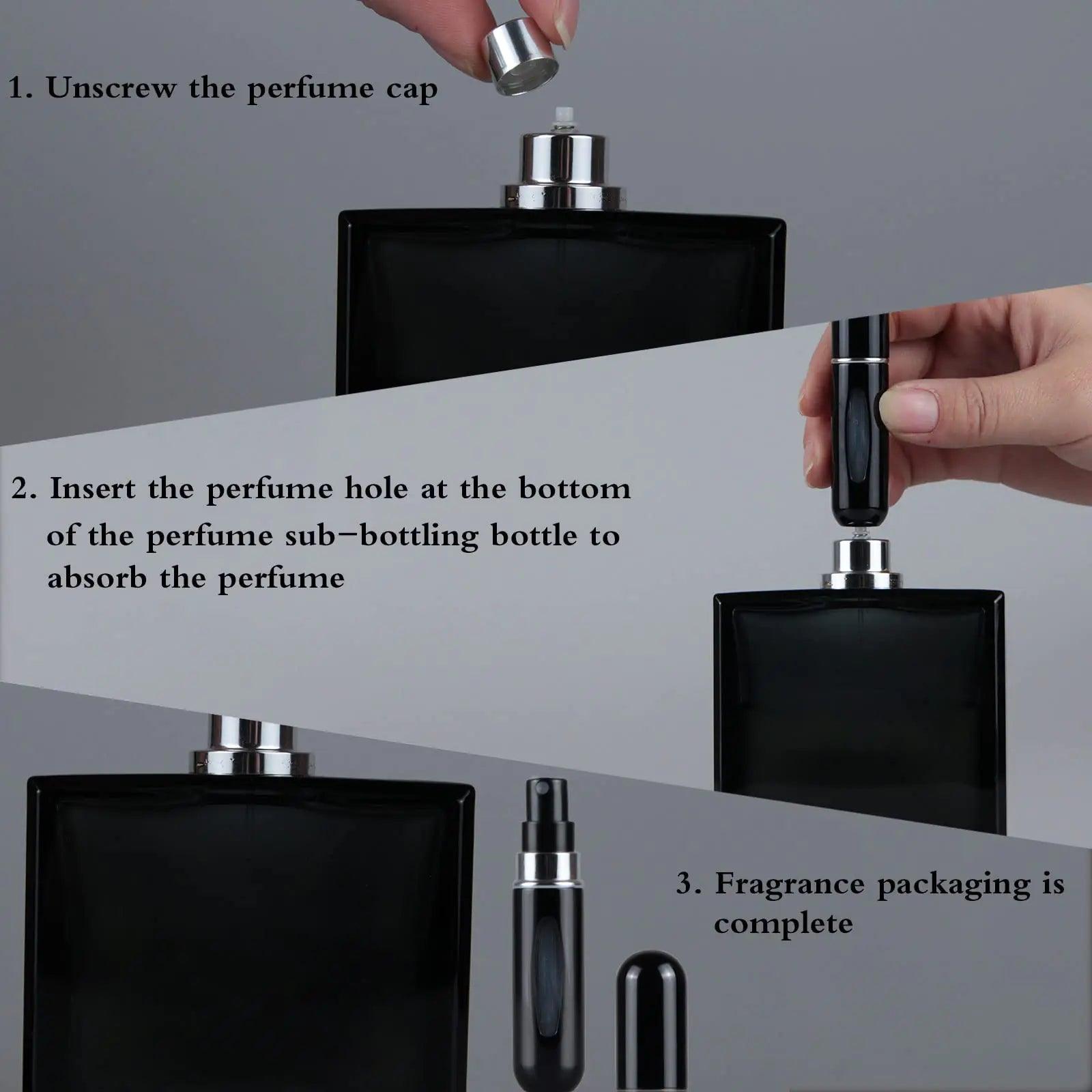 4Pcs Refillable Perfume Atomizer Bottles，Portable Mini Separate Perfume Bottle，Travel and Outings Spray Boxes Dispensers 5ml/0.2oz(Black) 4pcsBlack - Evallys.com # #