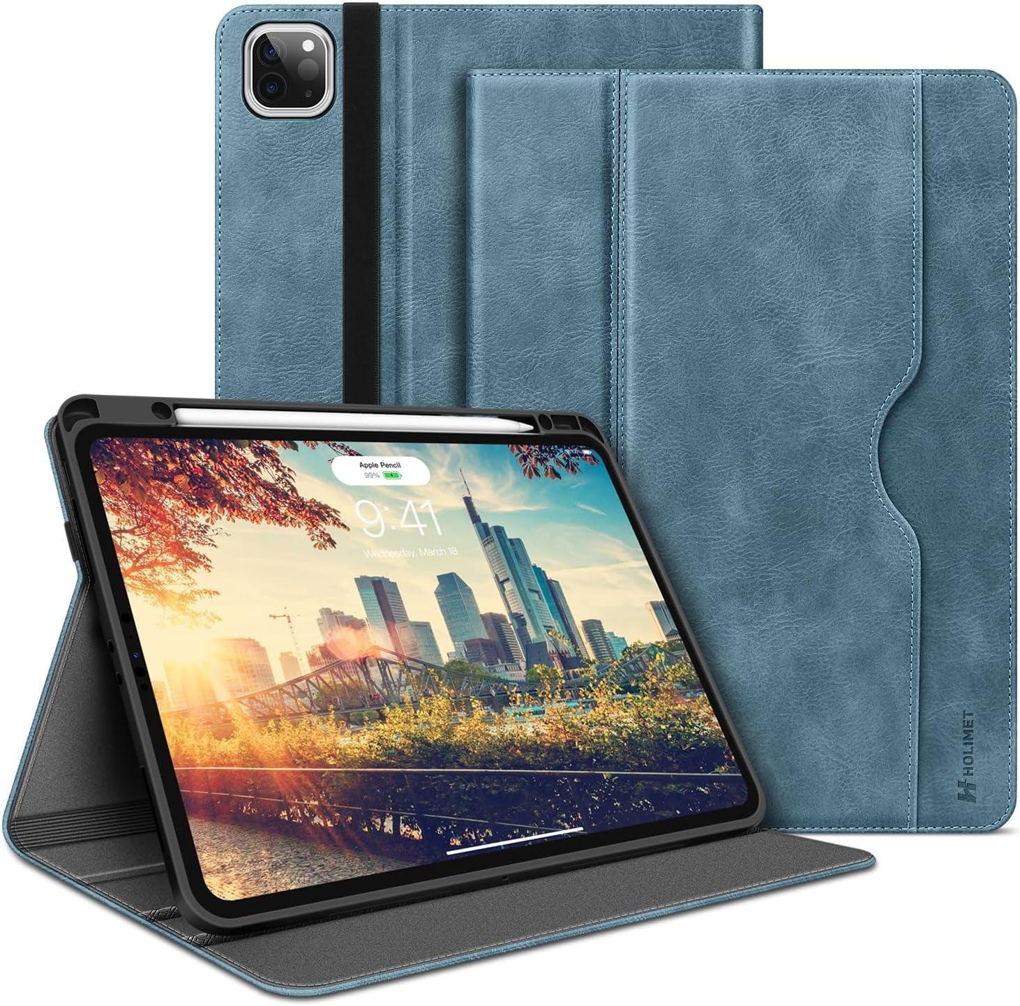 H HOLIMET Case for Ipad Pro 12.9 2022 6Th/5Th/4Th/3Rd Generation 2021 2020 2018 with Pencil Holder Pocket Soft TPU Back Shockproof, Auto Sleep/Wake, Vegan Leather - Evallys.com # #