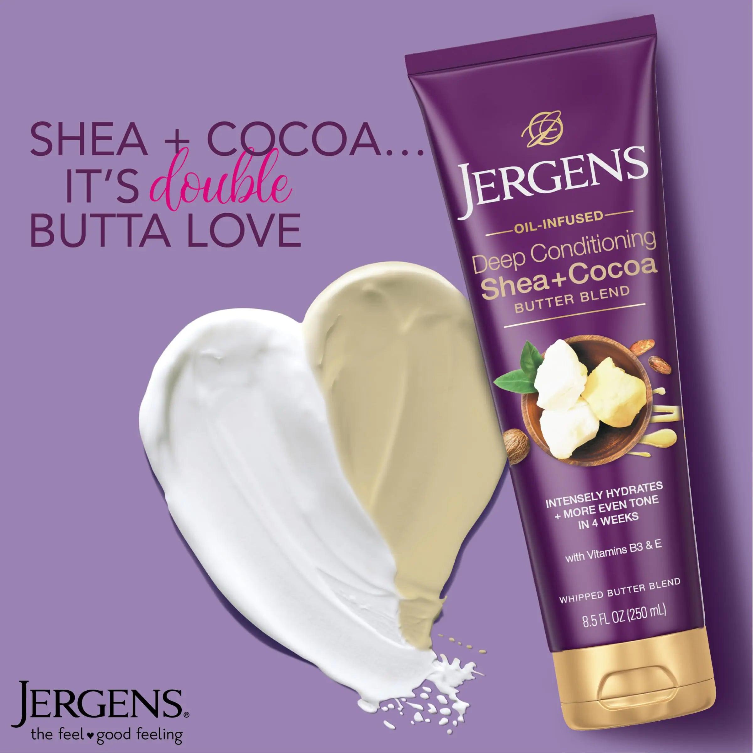 Jergens Shea + Cocoa Butter Body Lotion for Dry Skin, Deep Conditioning Moisturizer, with Vitamins E & B3, 8.5 oz - Evallys.com # #