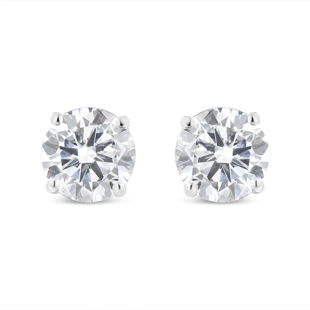 .925 Sterling Silver 1-1/2 Cttw Round Brilliant-Cut Black Diamond Bezel-Set Stud Earrings with Screw Backs (Fancy Color-Enhanced, I2-I3 Clarity) - Evallys.com # #