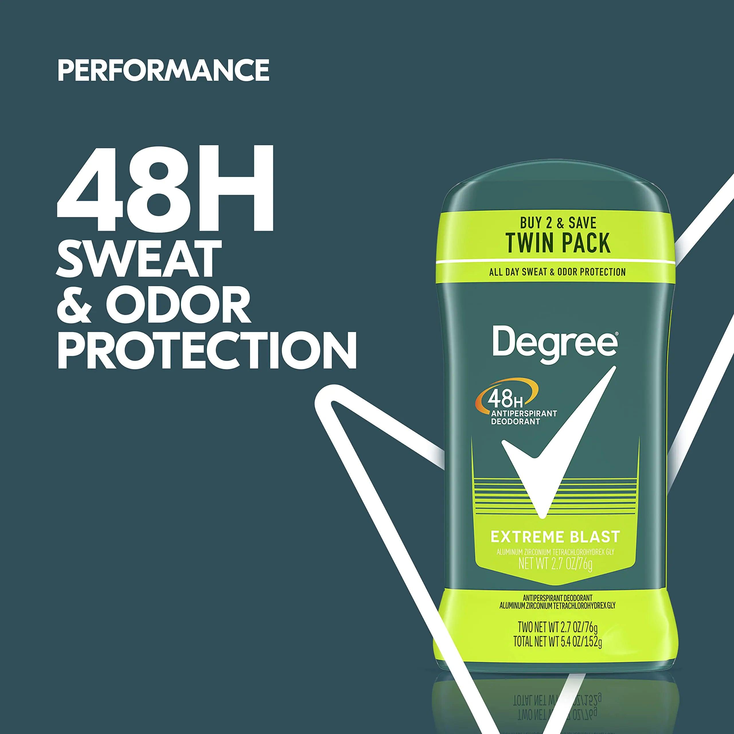 Degree Men Original Protection Antiperspirant Deodorant 48-Hour Sweat & Odor Protection Extreme Blast Antiperspirant For Men 2.7 oz, Twin Pack (Pack of 2) 8.1 Ounce (Pack of 4) - Evallys.com # #