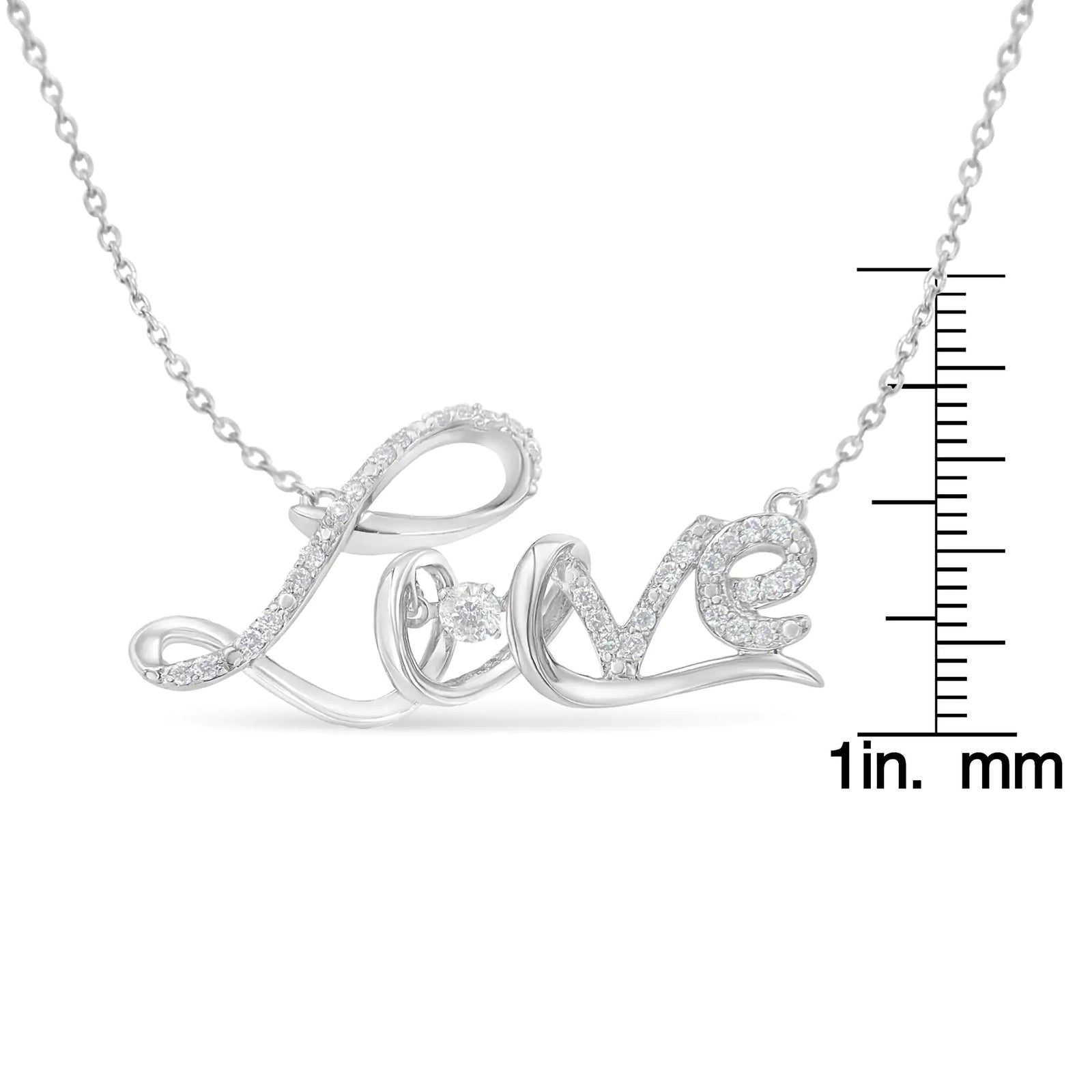 .925 Sterling Silver 1/4 Cttw Diamond Cursive 