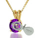 14k Yellow Gold Aquarius Necklace Zodiac Pendant 24k Gold inscribed on Crystal - Evallys.com # #