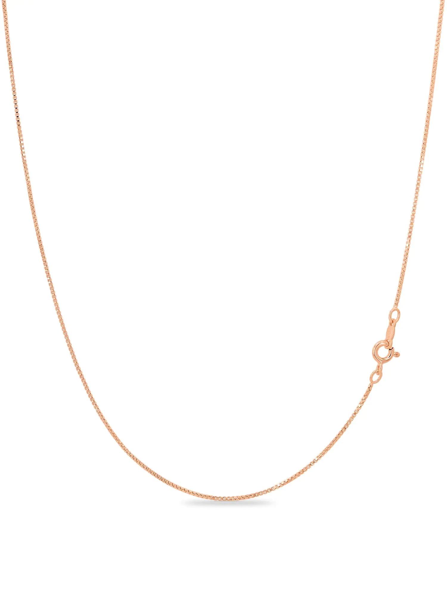 KEZEF 18k Gold Over Sterling Silver 1mm Box Chain Necklace Made in Italy | Sterling Silver Necklace Chain For Women | Gold Chain Necklace for Women, Men Rose Gold 40 Inch - Evallys.com # #