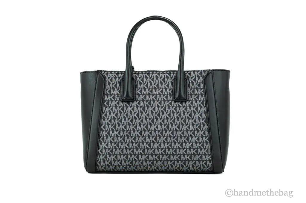 Michael Kors Kali Medium Black Silver Signature PVC  Satchel iPad Case Handbag - Evallys.com # #