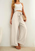 IWOLLENCE Women's Wide Leg Pants with Pockets High Waist Adjustable Knot Loose Casual Trousers Business Work Casual Pants 3X-Large 02 Ivory White - Evallys.com # #