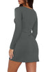 WIHOLL Women's Long Sleeve Boat Neck Mini Dress Slim Fit Party Club Bodycon Fall Dresses 2024 J - Deep Grey XX-Large - Evallys.com