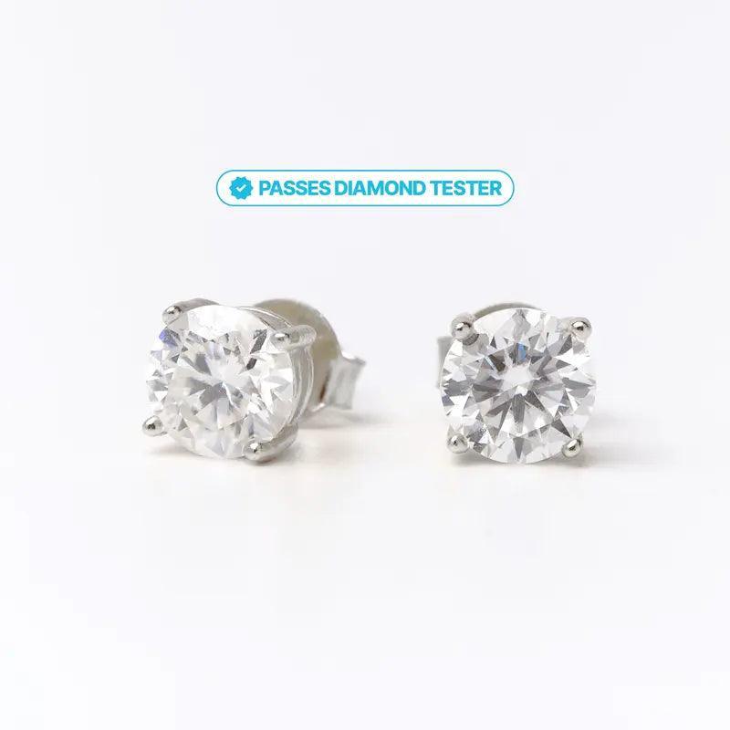 6MM Moissanite Earrings- 925 Silver Setting - Evallys.com # #