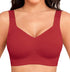 Women Wirefree Bras for Women Full Coverage No Underwire Everyday Bras Comfortable Wireless Padded Bras 5X-Large Red - Evallys.com # #