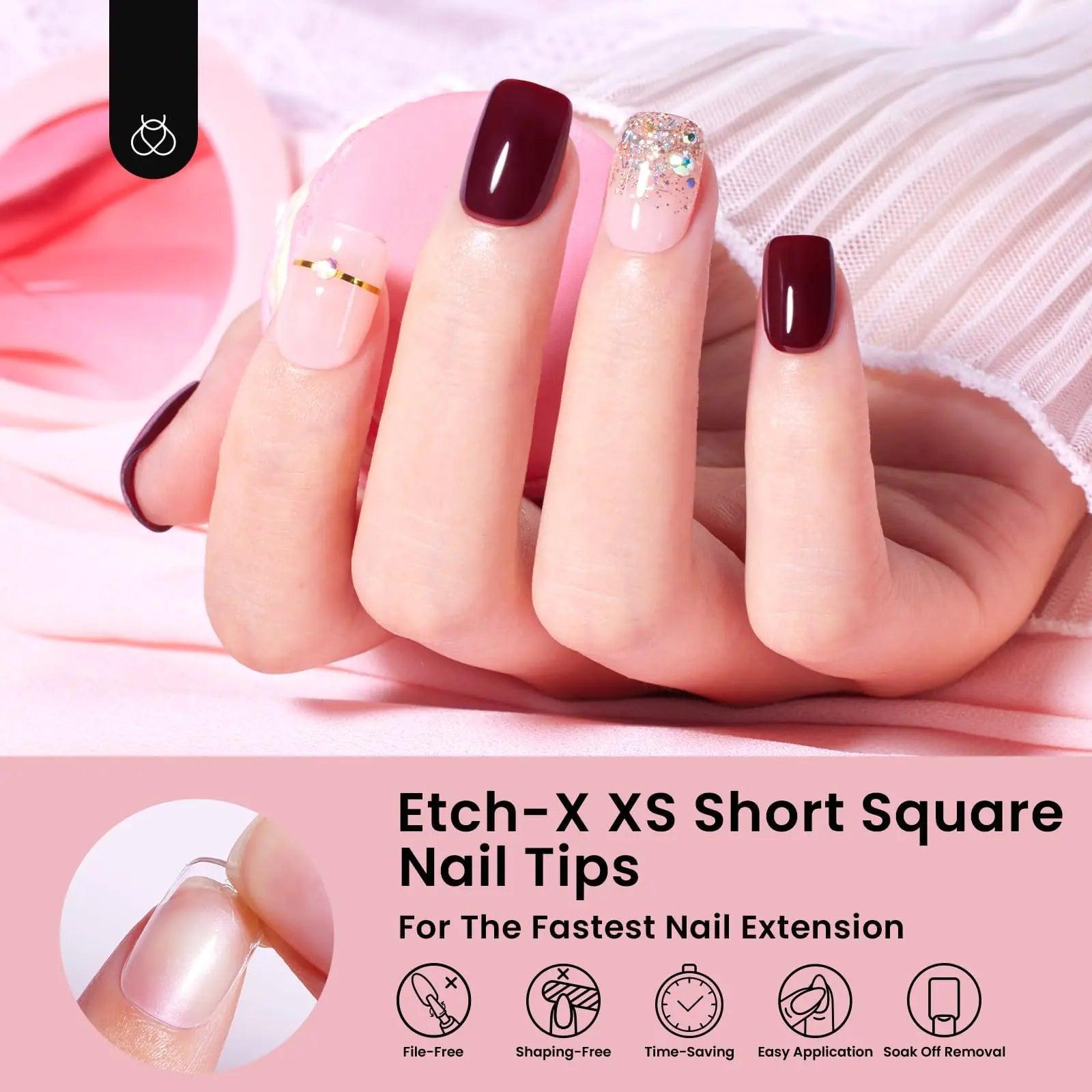 Beetles Gel Nail Tips Extra Short Square Nail Tips,288 pcs 12 Sizes Extra Short Full Cover Nail Tips Half Matte Acrylic Nail Tips Extra Short Fake Nails Square for Women 12 Sizes Short Square (etch-x) - Evallys.com # #