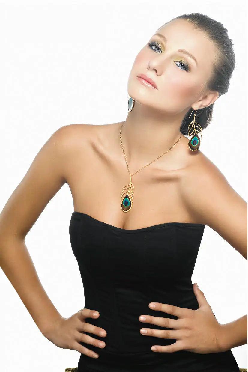 Peacock Feather Necklace - Evallys.com