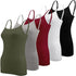 BQTQ 5 Pcs Women's Camisole Tank Top Undershirt Spaghetti Strap Basic Camisoles Large Black, White, Gray, Army Green, Darkred - Evallys.com # #