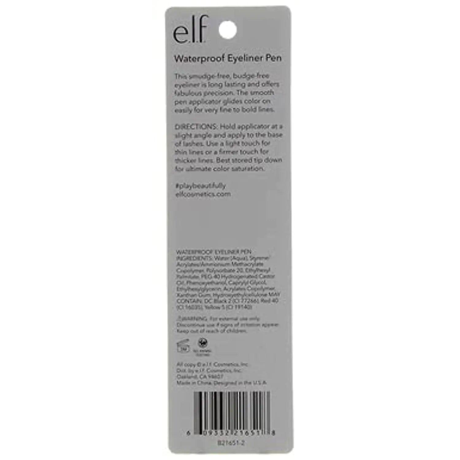 e.l.f. Eyeliner Pen with FeltTip Applicator, Black, 0.05 Fl Oz - Evallys.com # #