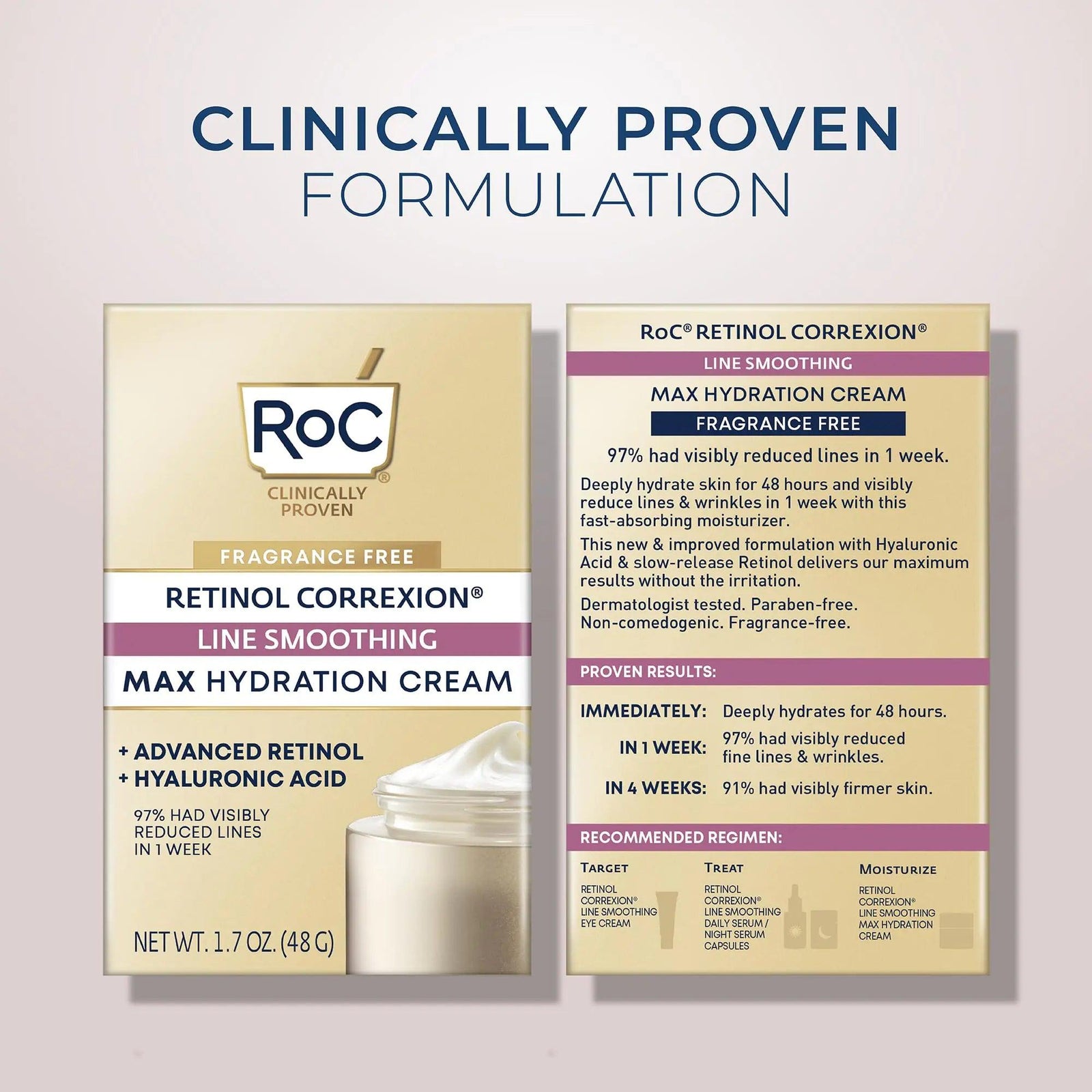 RoC Retinol Correxion Max Hydration Anti-Aging Daily Face Moisturizer with Hyaluronic Acid, Fragrance-Free, Oil Free Skin Care, 1.7 Ounces (Packaging May Vary) - Evallys.com # #