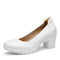 DREAM PAIRS Women's Chunky Closed Toe Low Block Heels Work Pumps Comfortable Round Toe Dress Wedding Shoes 7 White - Evallys.com # #