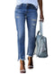 EVALESS Womens Jeans Mid Waisted Stretch Ripped Distressed Tummy Control Straight Ankle Jean for Women Trendy 2024 18 Blue - Evallys.com # #