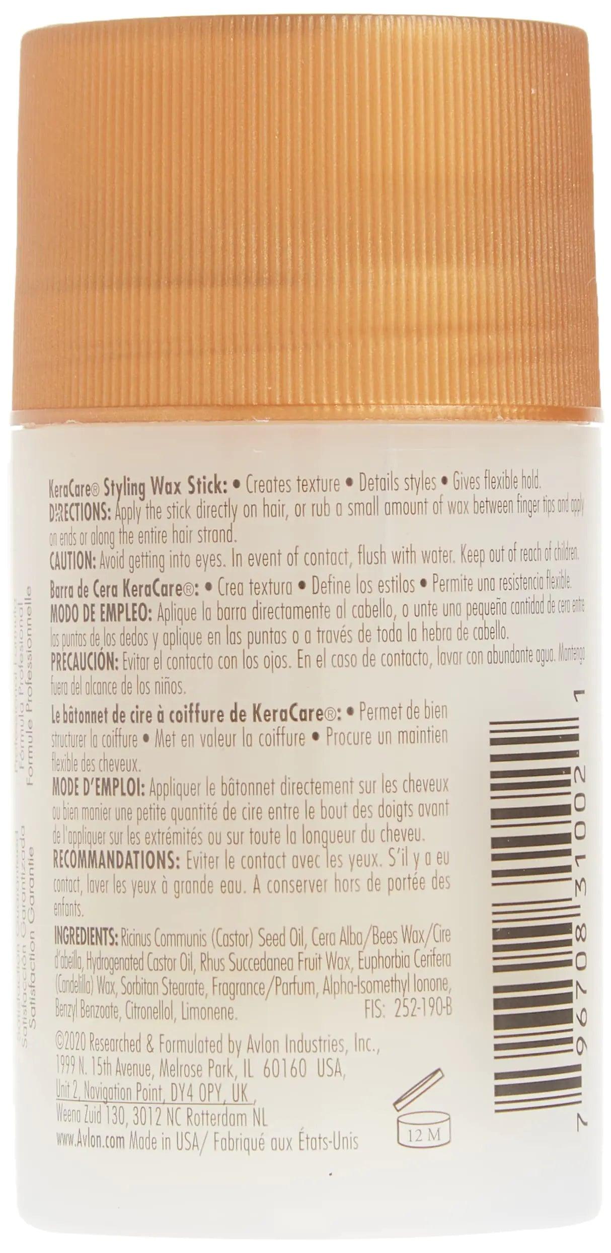 KeraCare Hair Wax Stick - 2.6 ounce - Castor Seed Oil - for Flyaways and Frizz - For All Hair Types - Slicked Back looks, Spikes, Braids, Twists, Tames Flyaways and Frizz, Wigs 2.6 Ounce (Pack of 1) - Evallys.com # #