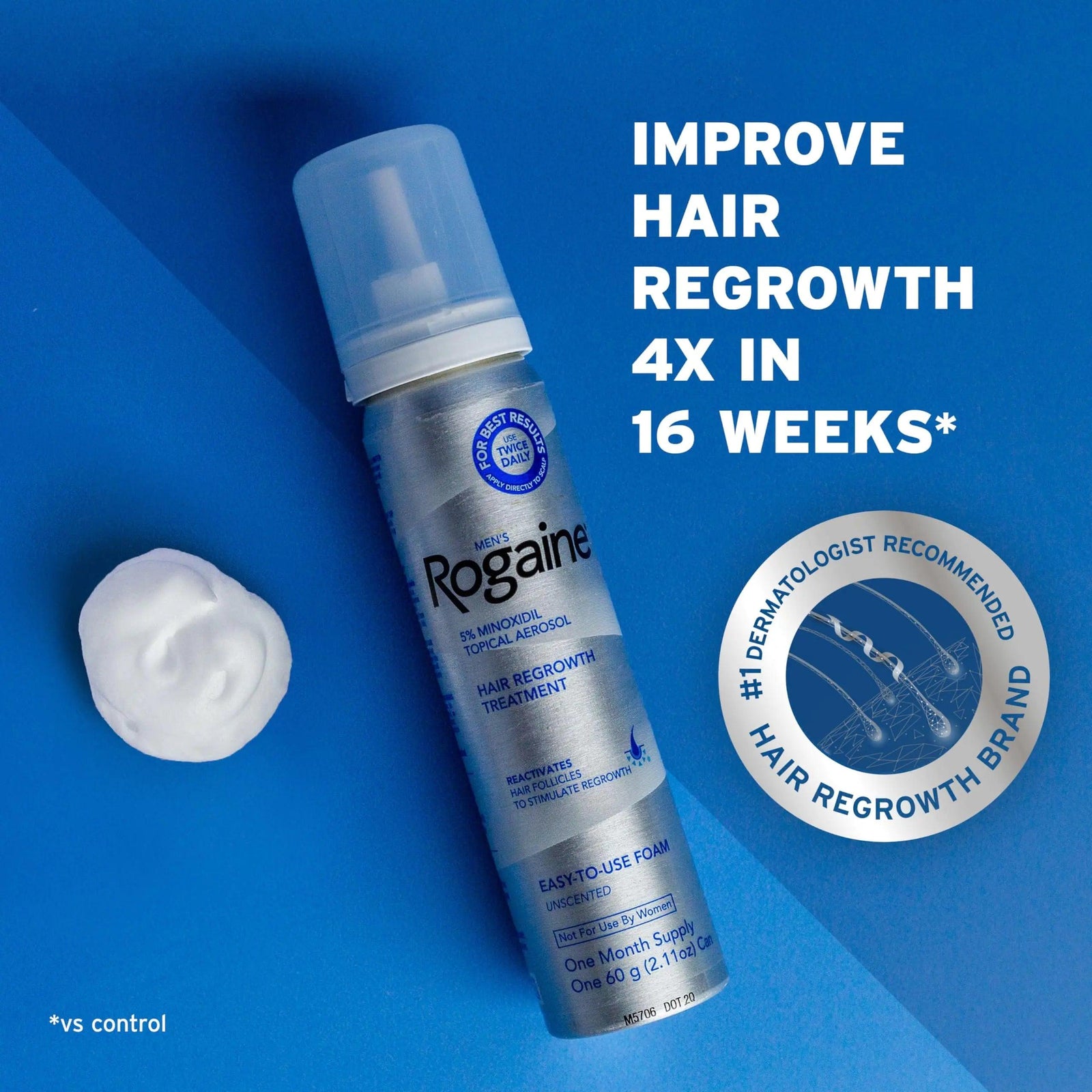 Men’s Rogaine 5% Minoxidil Topical Foam, One Month Supply - Evallys.com # #