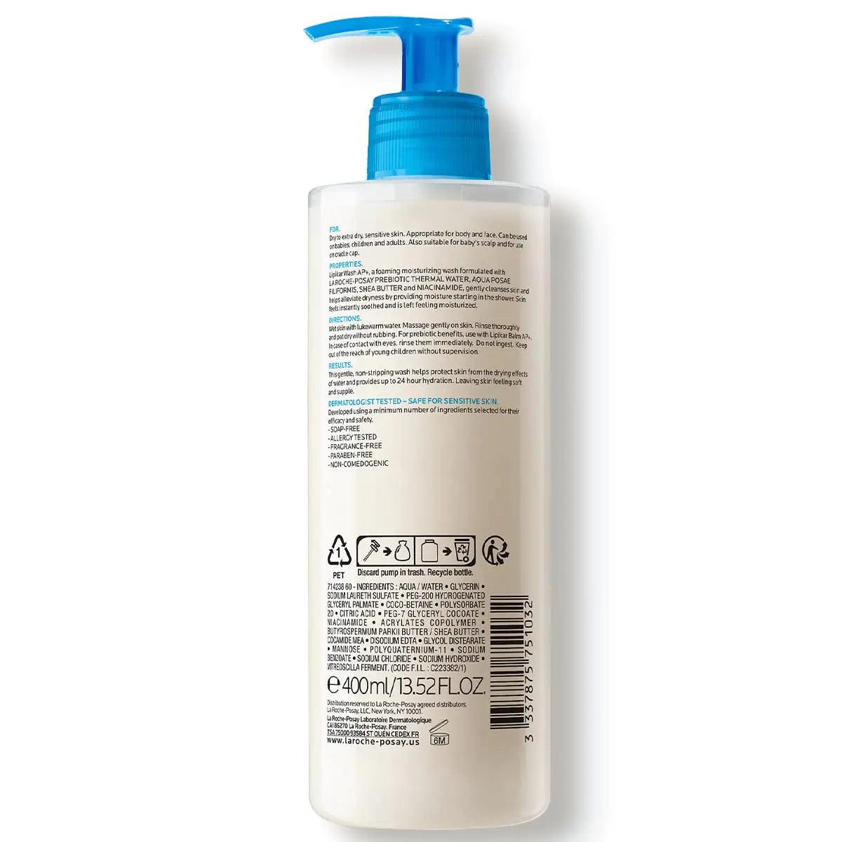 La Roche-Posay Lipikar AP+ Gentle Foaming Moisturizing Wash | Shea Butter + Niacinamide + Glycerin | Moisturizing Body Wash & Face Wash For Dry Skin | National Eczema Association Accepted | Soap Free - Evallys.com # #