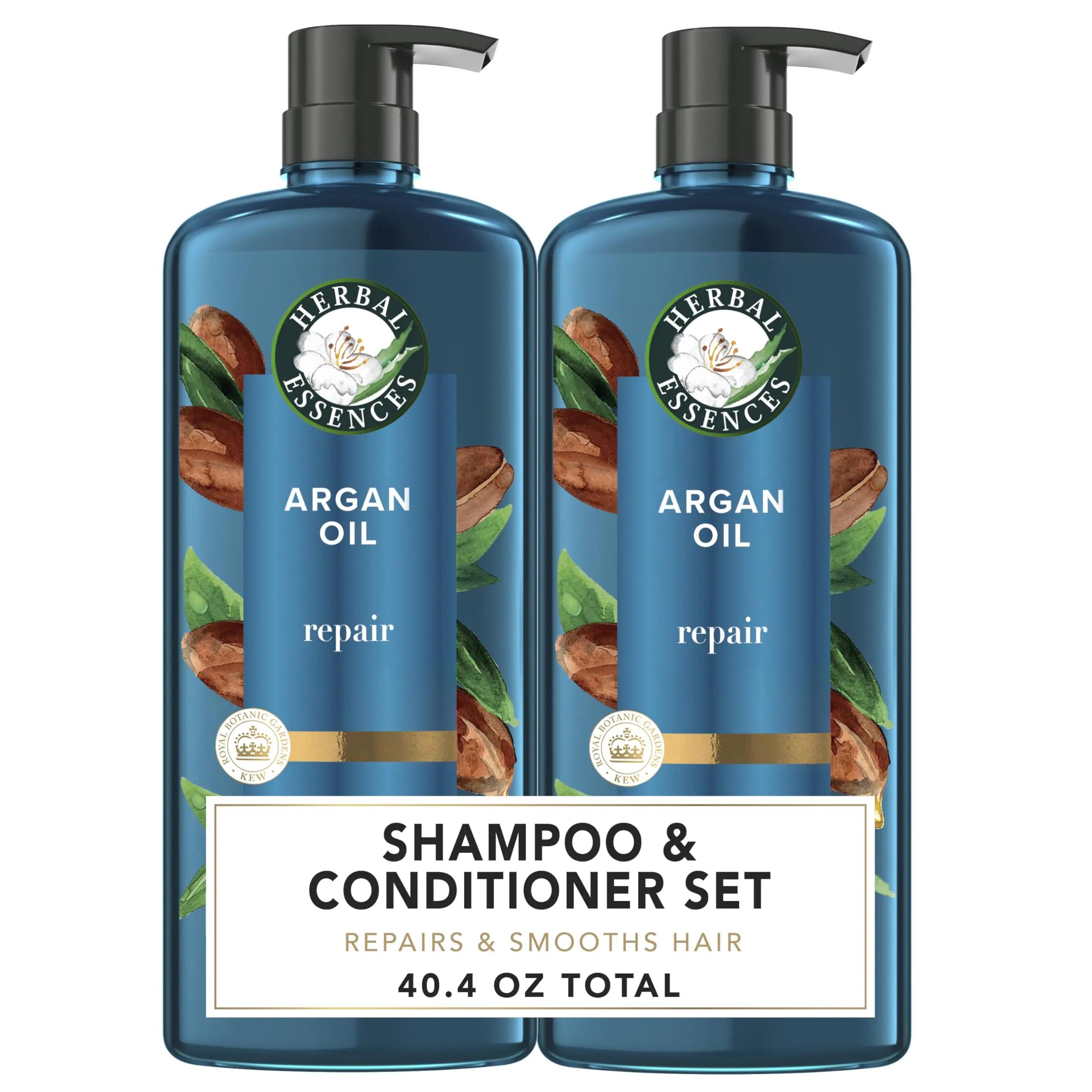 Herbal Essences Argan Oil of Morocco Shampoo & Conditioner Set, Repair & Smooth, Kew Endorsed, Fizzy Citrus Scent, Paraben-Free, Safe for Color-Treated Hair, pH-Balanced, 20.2 Fl Oz Each, 2 Pack - Evallys.com # #