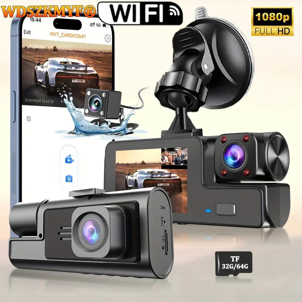 3-Camera Dash Cam with WiFi
