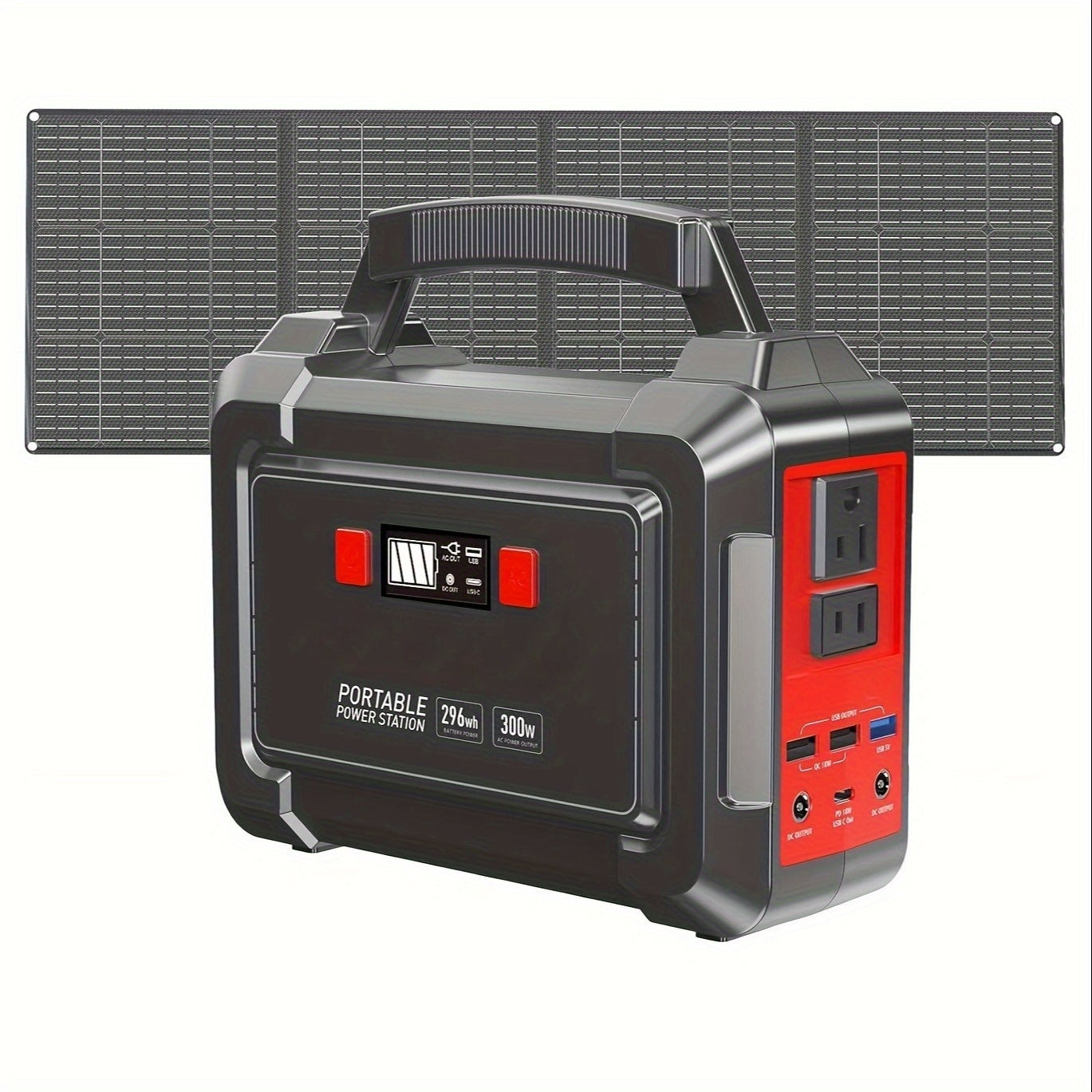 MARBERO 200W/300W Portable Power Station with Solar Panel & AC Outlet