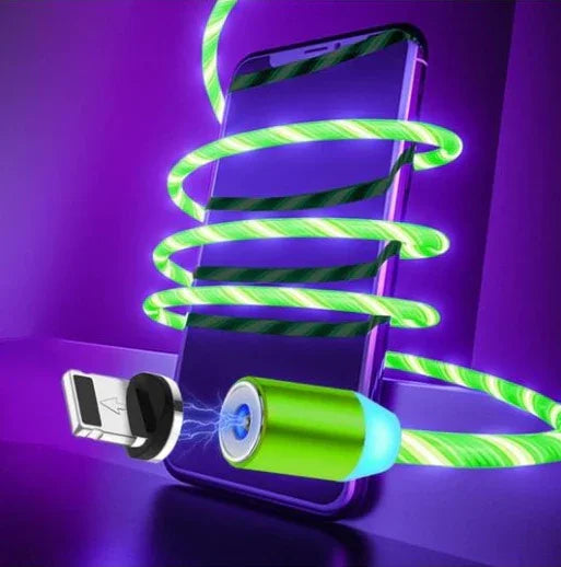 Compatible with Apple, Flowing Ligh Magnetic Streamer Data Line Cable for Iphone Android Typec - Evallys.com
