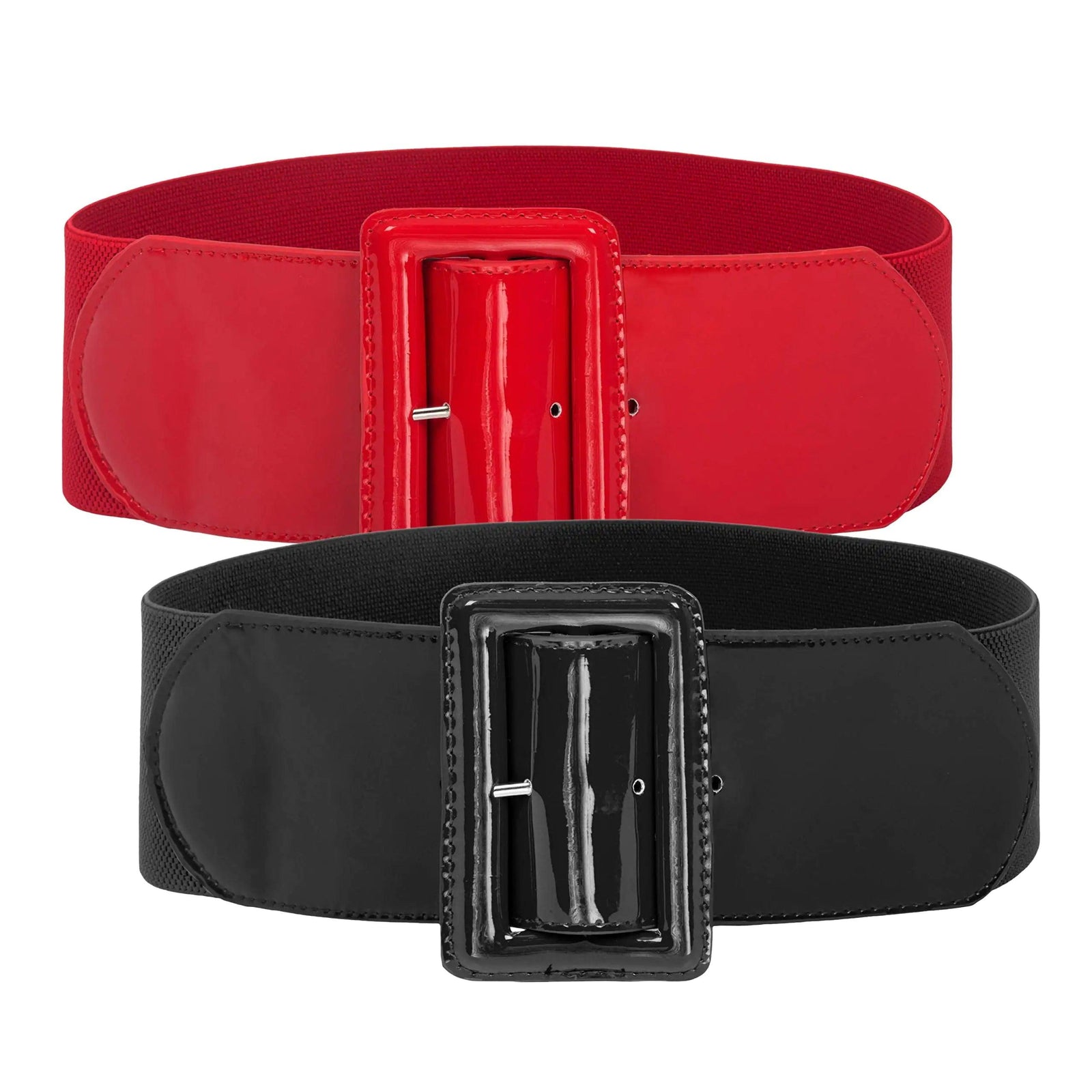 GRACE KARIN Women's Stretchy Belt 1950s 3 Inch Wide Elastic Belts Black+red Large - Evallys.com # #