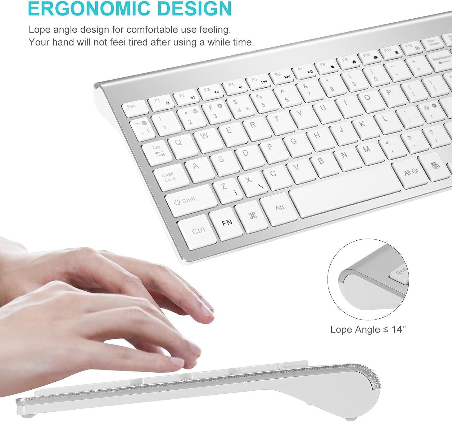 Wireless Keyboard and Mouse Combination, USB Ultra-Thin 2.4G Wireless Mouse, Compact Full-Size Digital Keyboard Laptop (Silvery White) - Evallys.com # #