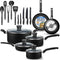 Serenelife Kitchenware Pots & Pans Basic Kitchen Cookware, Black Non-Stick Coating Inside, Heat Resistant Lacquer (20-Piece Set), One Size - Evallys.com # #