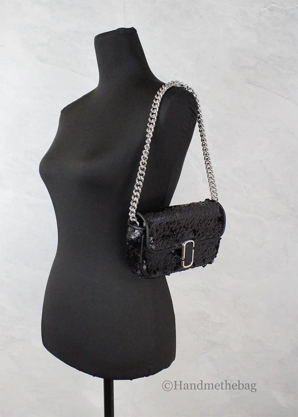 Marc Jacobs The Mini J Marc Shoulder Black Sequined Bag - Evallys.com # #