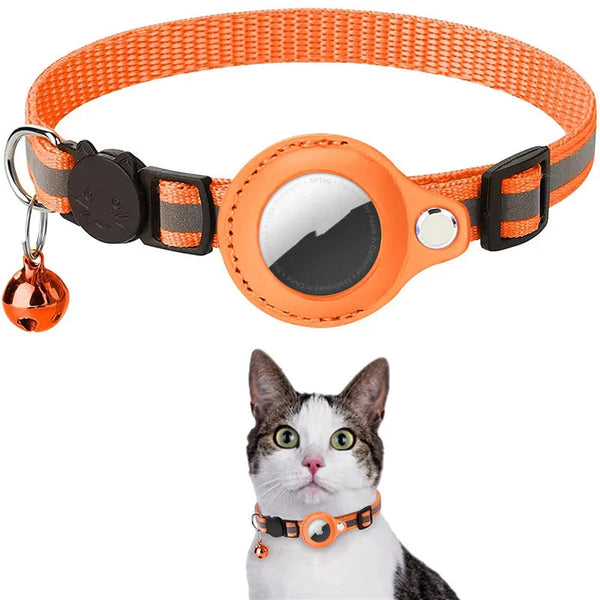 Reflective Collar Waterproof Holder Case For Airtag Air Tag Airtags Protective Cover Cat Dog Kitten Puppy Nylon Collar - Evallys.com