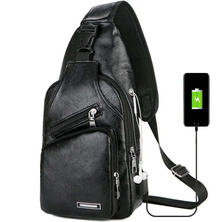 USB Portable Charging Chest Bag Messenger Bag - Evallys.com